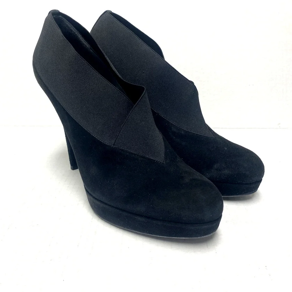 Stuart Weitzman Great Neck Suede Bootie Ankle Boot Slim Heel Round Platform 11